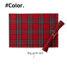 Christmas Series New Year Cloth Plaid Table Flag Insulation Pad (Option: Big grid red-40x180cm)