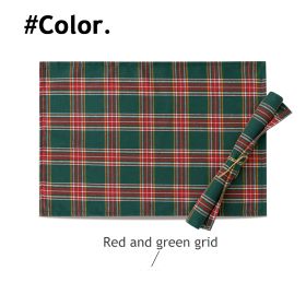 Christmas Series New Year Cloth Plaid Table Flag Insulation Pad (Option: Red green grid-40x180cm)