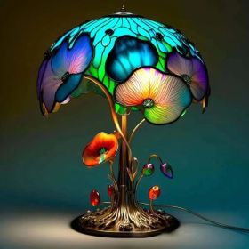 Colored Glass Plant Series Desk Lamp (Color: Flower mushroom table lamp)