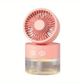 1pc USB Desktop Mini Fan Water Replenishing Spray Cooling Fan For Bedroom Office Cooling Fan Portable Humidifier Electric Fan (Color: Pink)