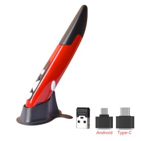 New 2.4G Wireless Mouse Pen Personality Creative Vertical Pen-Shaped Stylus Battery Mouse Suitable For PC And Laptop Mice (Color: Red)