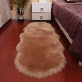 New Carpet Plush Soft Sheepskin Bedroom Carpet Imitation Wool Pad Long Hair Bedside Mat Sofa Cushion Rugs Living Room Fur Carpet (Color: PD1005)