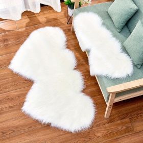1pc Soft and Fluffy Heart Shaped Faux Sheepskin Rug for Girls Bedroom and Home Decor (Color: White)