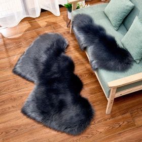 1pc Soft and Fluffy Heart Shaped Faux Sheepskin Rug for Girls Bedroom and Home Decor (Color: Dark Grey)