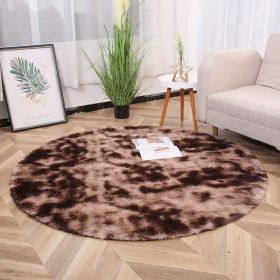 1pc, Non-Slip Plush Round Area Rug for Living Room and Kitchen - Soft and Durable Indoor Floor Mat for Home and Room Decor - 23.62 x 23.62 (Color: Tie-dye Brown)