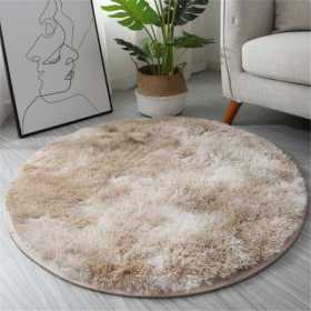 1pc, Non-Slip Plush Round Area Rug for Living Room and Kitchen - Soft and Durable Indoor Floor Mat for Home and Room Decor - 23.62 x 23.62 (Color: Tie-dye Beige)