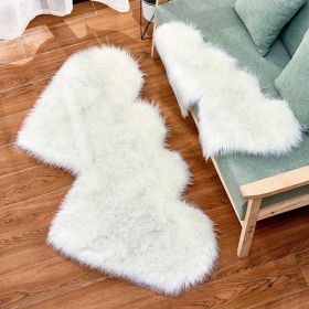 1pc Soft and Fluffy Heart Shaped Faux Sheepskin Rug for Girls Bedroom and Home Decor (Color: White Gray Tip)