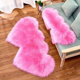 1pc Soft and Fluffy Heart Shaped Faux Sheepskin Rug for Girls Bedroom and Home Decor (Color: Rose Red)