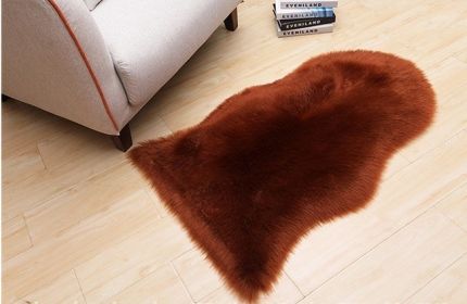 New Carpet Plush Soft Sheepskin Bedroom Carpet Imitation Wool Pad Long Hair Bedside Mat Sofa Cushion Rugs Living Room Fur Carpet (Color: PD3001)