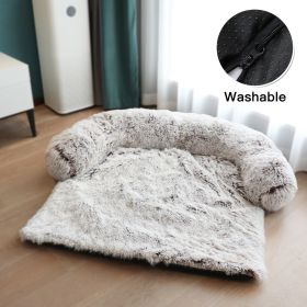 Pet Sofa; Warm Plush Pet Cushion For Indoor Dogs & Cats; Dog Blanket; Washable Pet Bed (Color: Light Coffee)