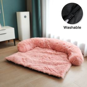 Pet Sofa; Warm Plush Pet Cushion For Indoor Dogs & Cats; Dog Blanket; Washable Pet Bed (Color: Pink)