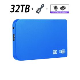 Original High-speed 16TB Portable External Solid State Hard Drive USB3.0 Interface HDD Mobile Hard Drive For Laptop/mac (Color: 32TB Blue)