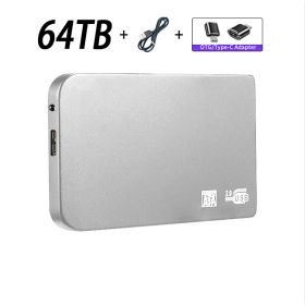 Original High-speed 16TB Portable External Solid State Hard Drive USB3.0 Interface HDD Mobile Hard Drive For Laptop/mac (Color: 64TB Silver)