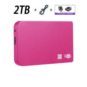 Original High-speed 16TB Portable External Solid State Hard Drive USB3.0 Interface HDD Mobile Hard Drive For Laptop/mac (Color: 2TB Pink)