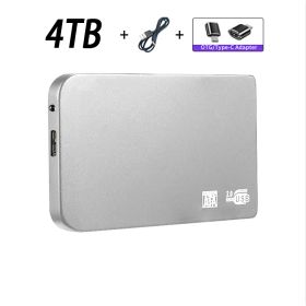 Original High-speed 16TB Portable External Solid State Hard Drive USB3.0 Interface HDD Mobile Hard Drive For Laptop/mac (Color: 4TB Silver)