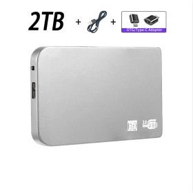 Original High-speed 16TB Portable External Solid State Hard Drive USB3.0 Interface HDD Mobile Hard Drive For Laptop/mac (Color: 2TB Silver)