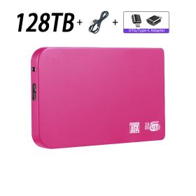 Original High-speed 16TB Portable External Solid State Hard Drive USB3.0 Interface HDD Mobile Hard Drive For Laptop/mac (Color: 128TB Pink)