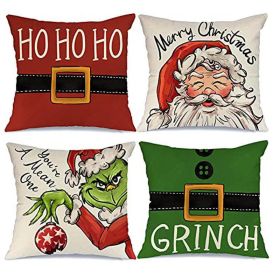 18x18 In Of For Christmas Decorations Green Buffalo Plaid Grinch Christmas Pillow Covers (Type: 2)