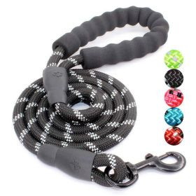 Pet Leash With Reflective & Comfortable Padded Handle For Small; Medium And Large Dogs (Color: Black)