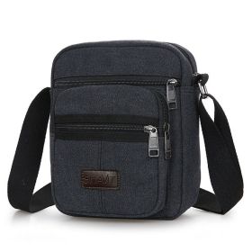 Messenger Bag Shoulder Bag Crossbody Canvas Bags Casual Satchel Vintage Bag (Color: Black)