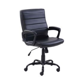 Leather Mid-Back Manager's Office Chair,black (actual_color: brown)