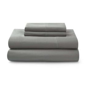 400 Thread Count Hygro Cotton Bed Sheet Set, Queen, Grey Flannel (Color: Grey Flannel)