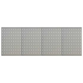 Wall-mounted Peg Boards 4 pcs 15.7"x22.8" Steel (Color: Grey)