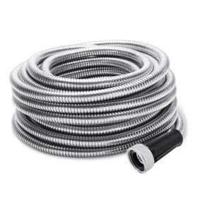 304 Stainless Steel Garden Water Hose Pipe 25/50/75/100FT Flexible Lightweight (Length: 50ft)