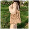 Woolen Knitted Bag Casual Hollow out Knitted Bag Handheld Tote Bag