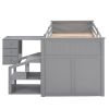 Loft Bed Low Study Twin Size Loft Bed With Storage Steps and Portable,Desk