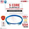 5Core 30 ft CAT6 Ethernet Internet Cable LAN Network Modem Router RJ45 Patch Cord ET 30FT BLU