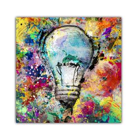 Graffiti Electric Bulb Canvas Printing Home Background Wall Spray Painting HD Painting Core (Option: Graffiti Electric Bulb Canvas-50x50)